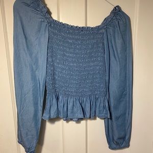 Blue Francesca’s ribbed shirt